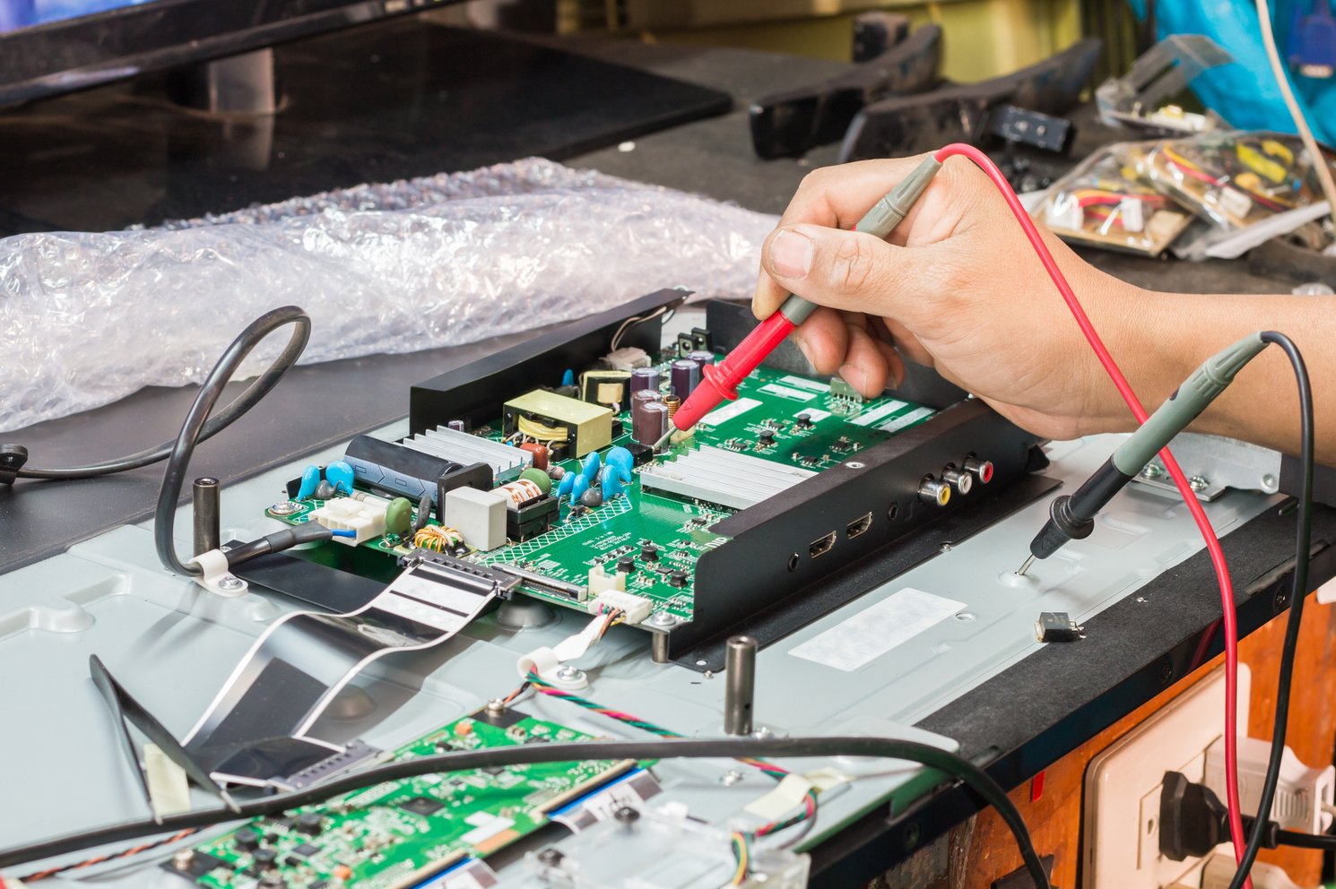 Repair of electronic devices of television by a multimeter.